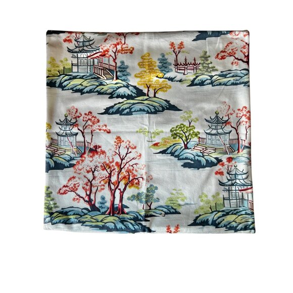 2 Plush 16” x 16” Pillow Covers Asian Scene Zipper Closure Multicolor - Picture 2 of 10